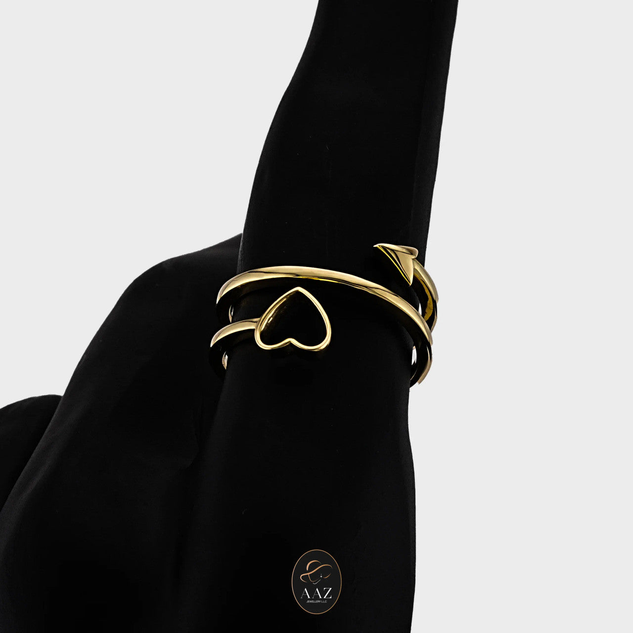 Swirl Heart & Arrow 18K Gold Ring