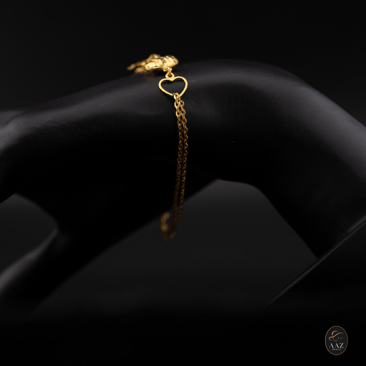 Hearts 22K Gold Bracelet hand left angle