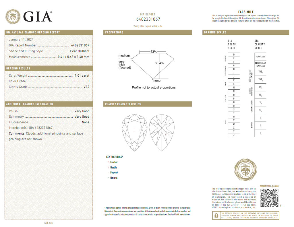 Entwined Pear Natural Diamonds 18K Gold Ring GIA report 2