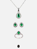Pear Shape Emerald with Natural Diamond Full Set Plain