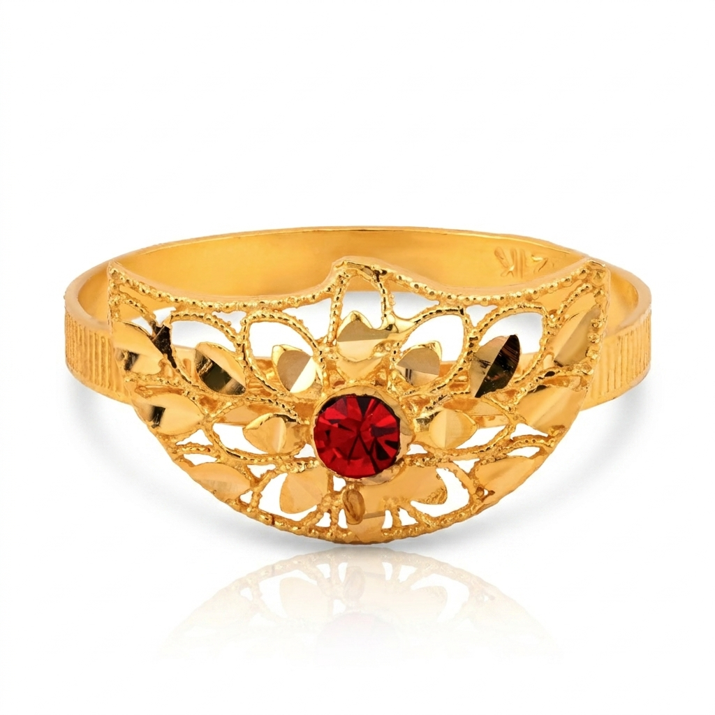 Red Crown 21K Gold Ring