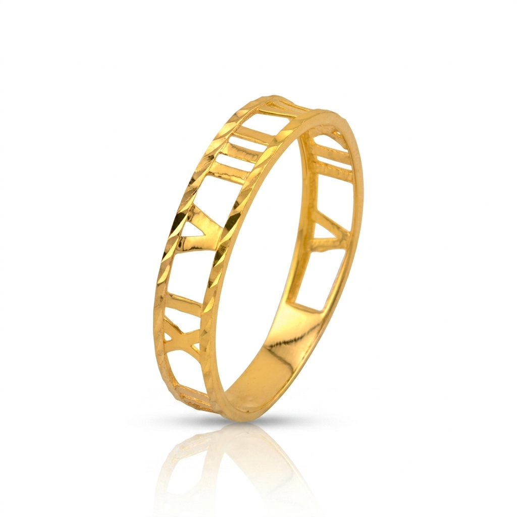 Roman Numeral 18K Gold Ring