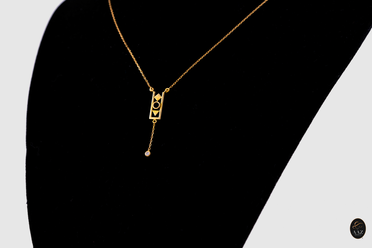 Abstract 18K Gold Necklace left angle