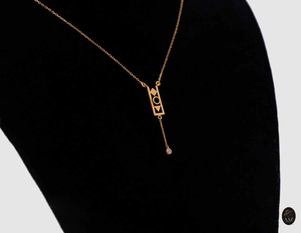Abstract 18K Gold Necklace right angle
