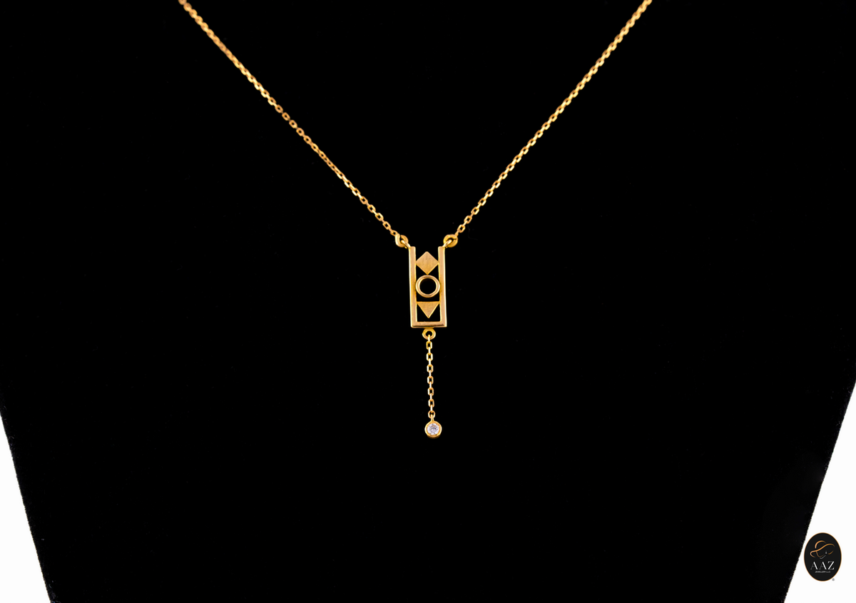 Abstract 18K Gold Necklace center angle