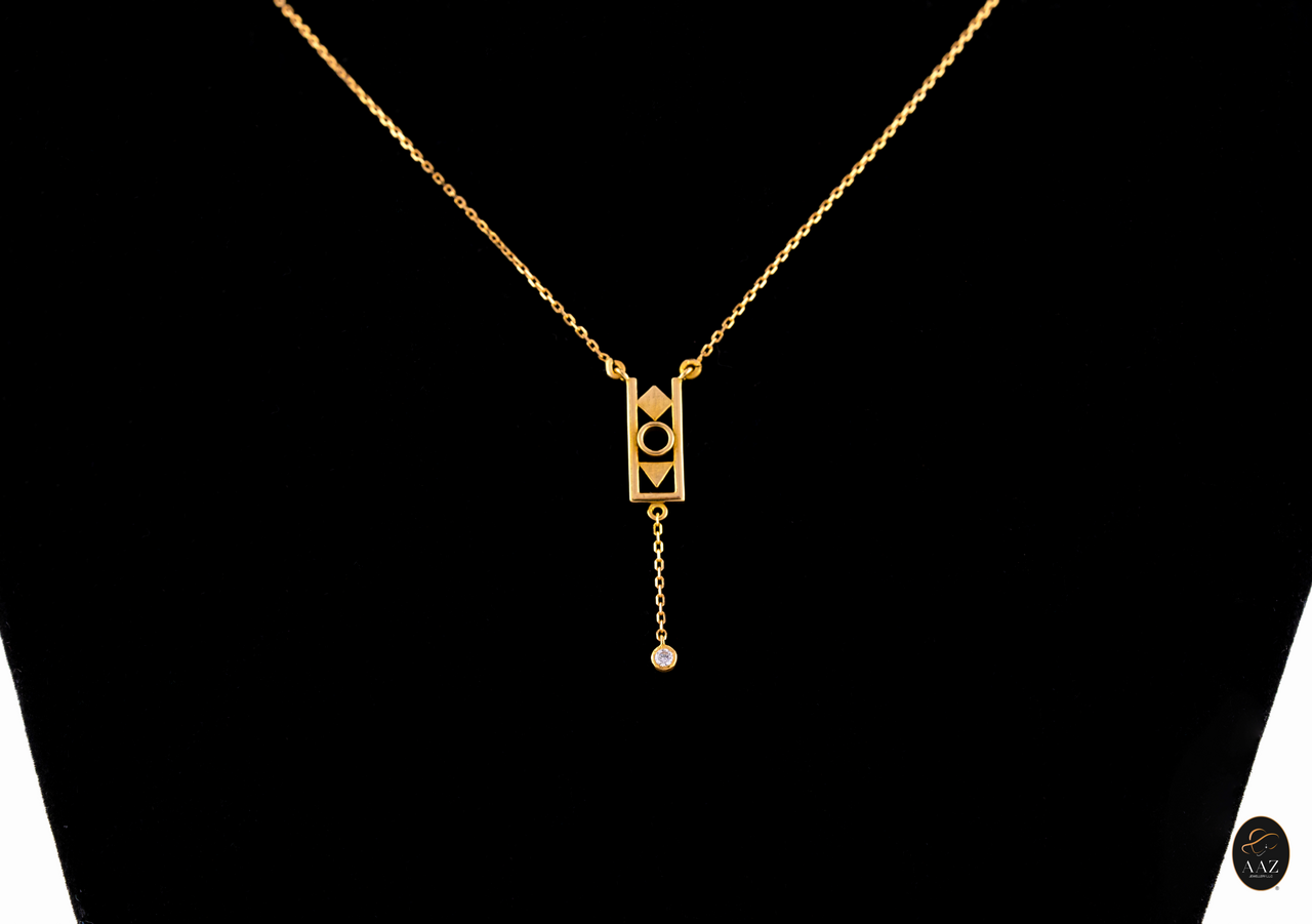 Abstract 18K Gold Necklace center angle
