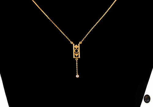 Abstract 18K Gold Necklace center angle