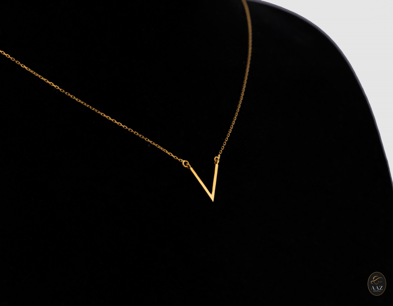 V Shaped 18K Gold Necklace right angle