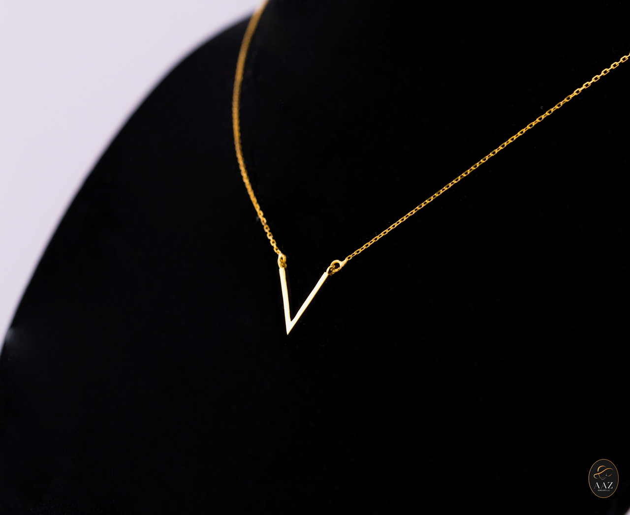 V Shaped 18K Gold Necklace left angle