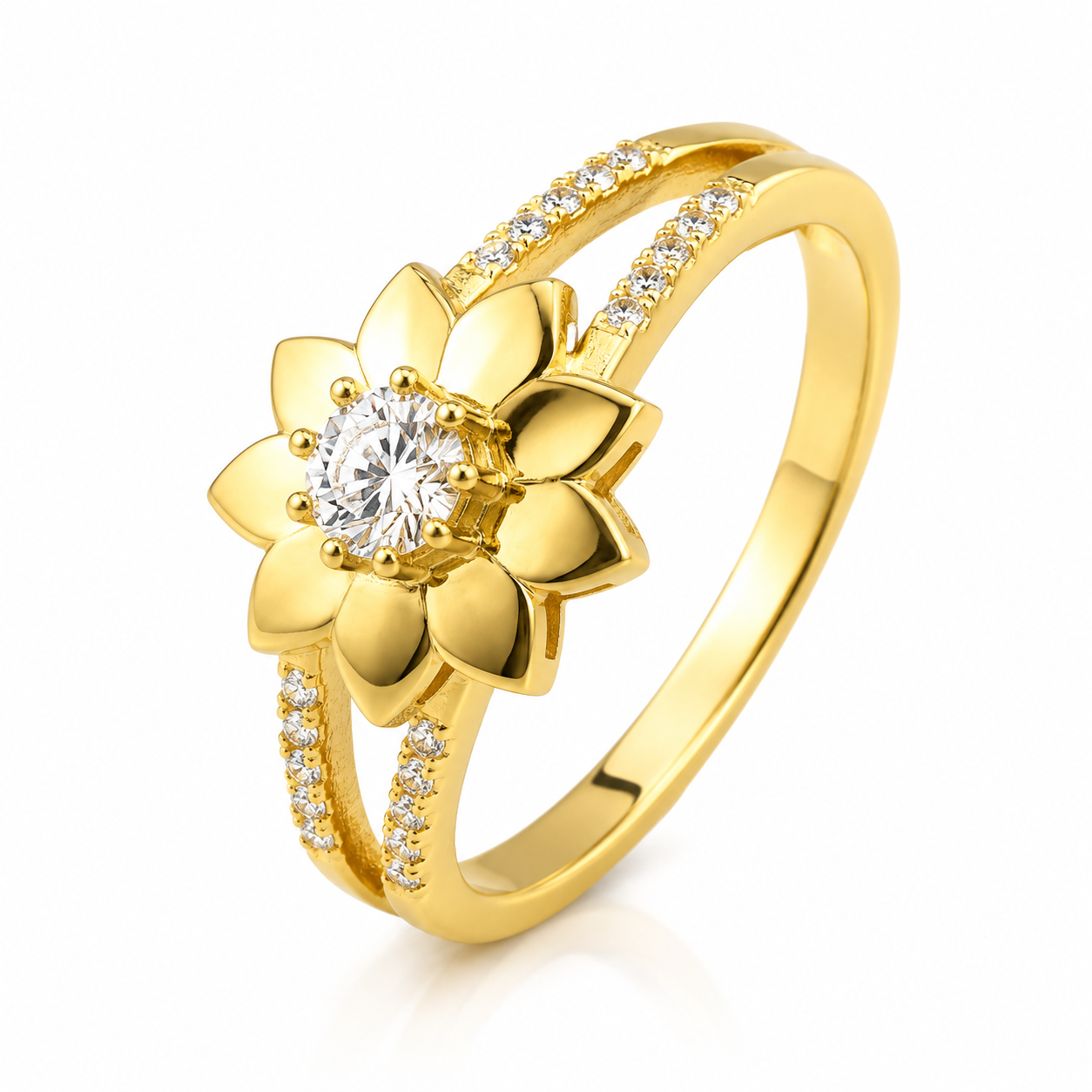 Elegant Flower 18K Gold Ring