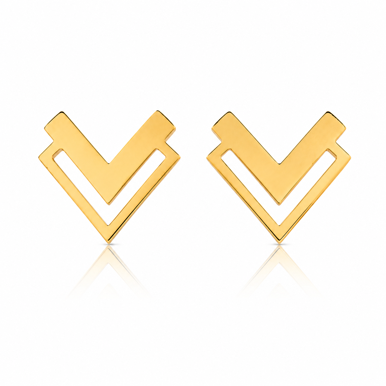 Chevron 18K Gold Earrings