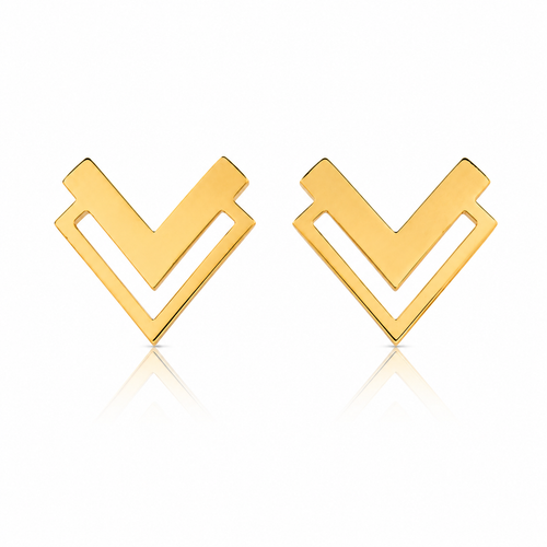 Chevron 18K Gold Earrings