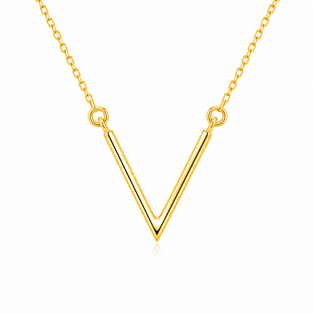 V Shaped 18K Gold Necklace
