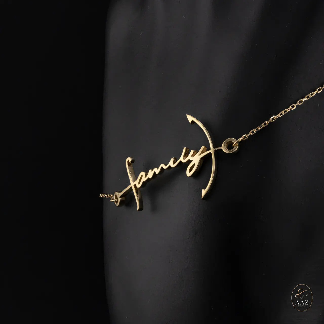 Anchor Custom Name 18K Gold Bracelet