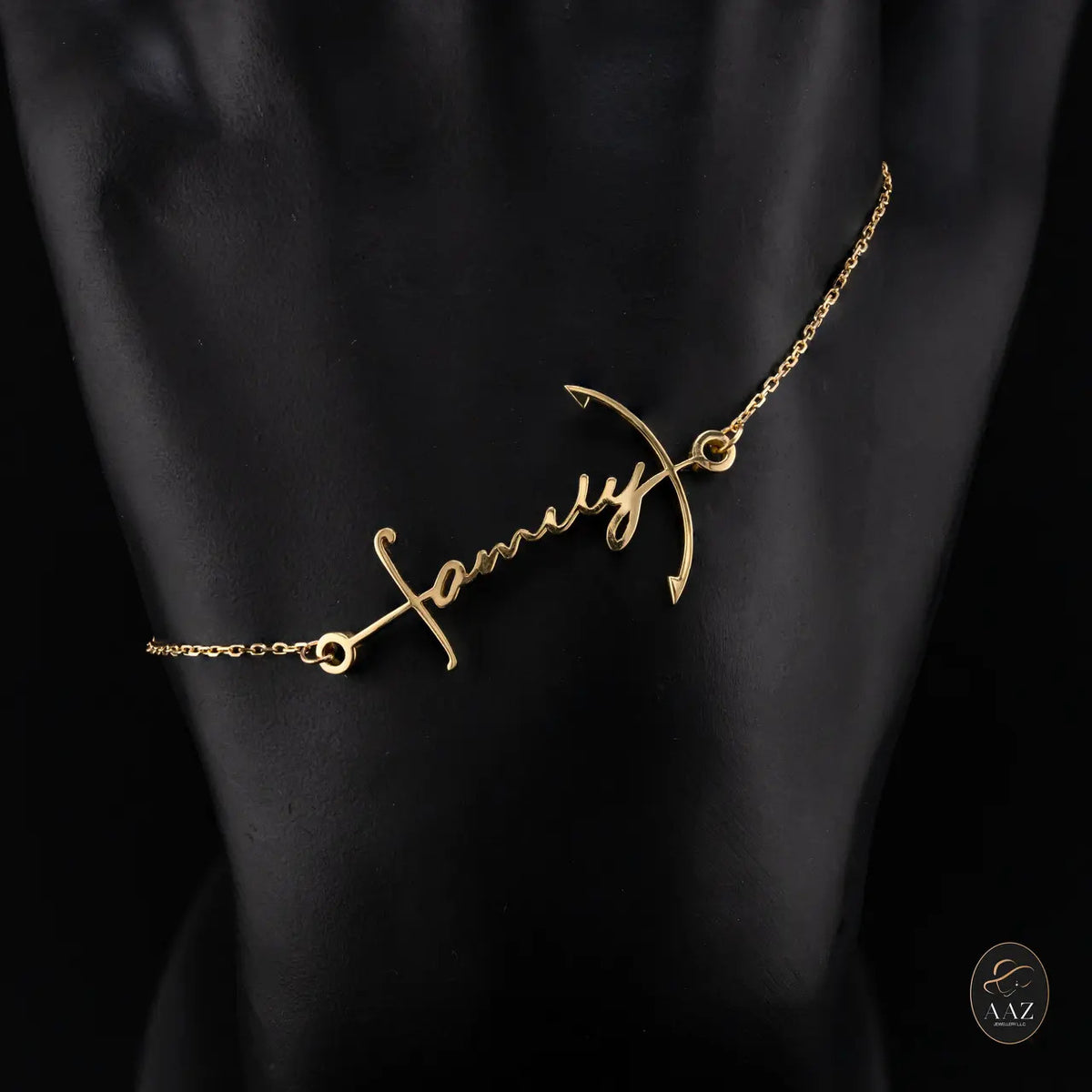 Anchor Custom Name 18K Gold Bracelet