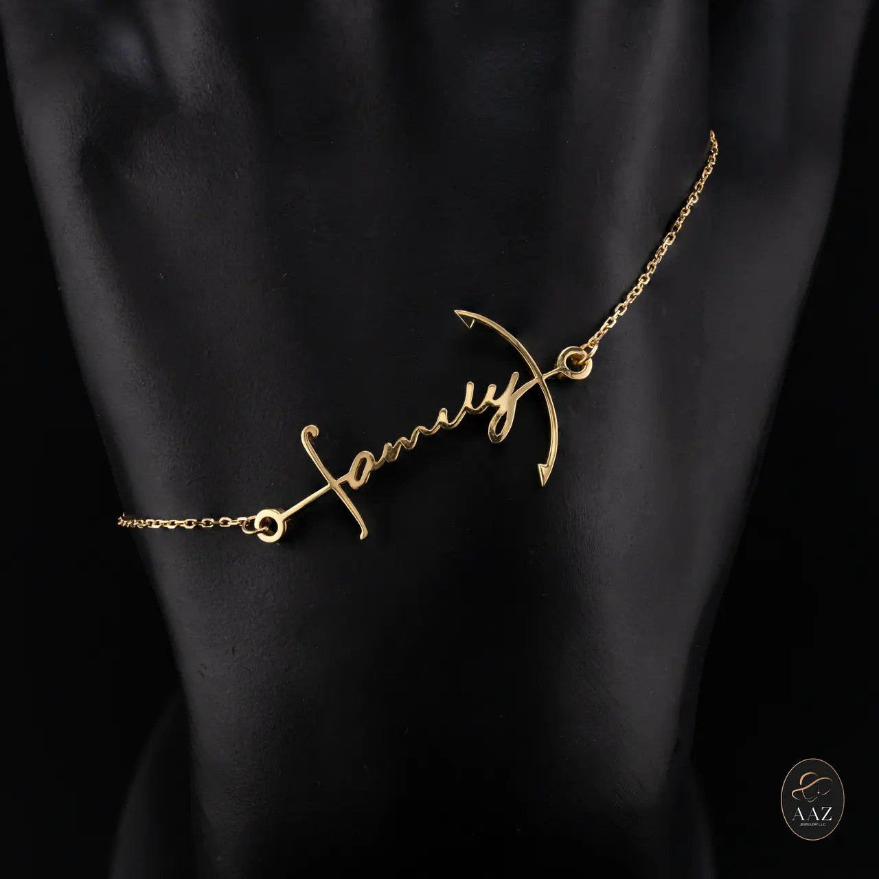 Anchor Custom Name 18K Gold Bracelet