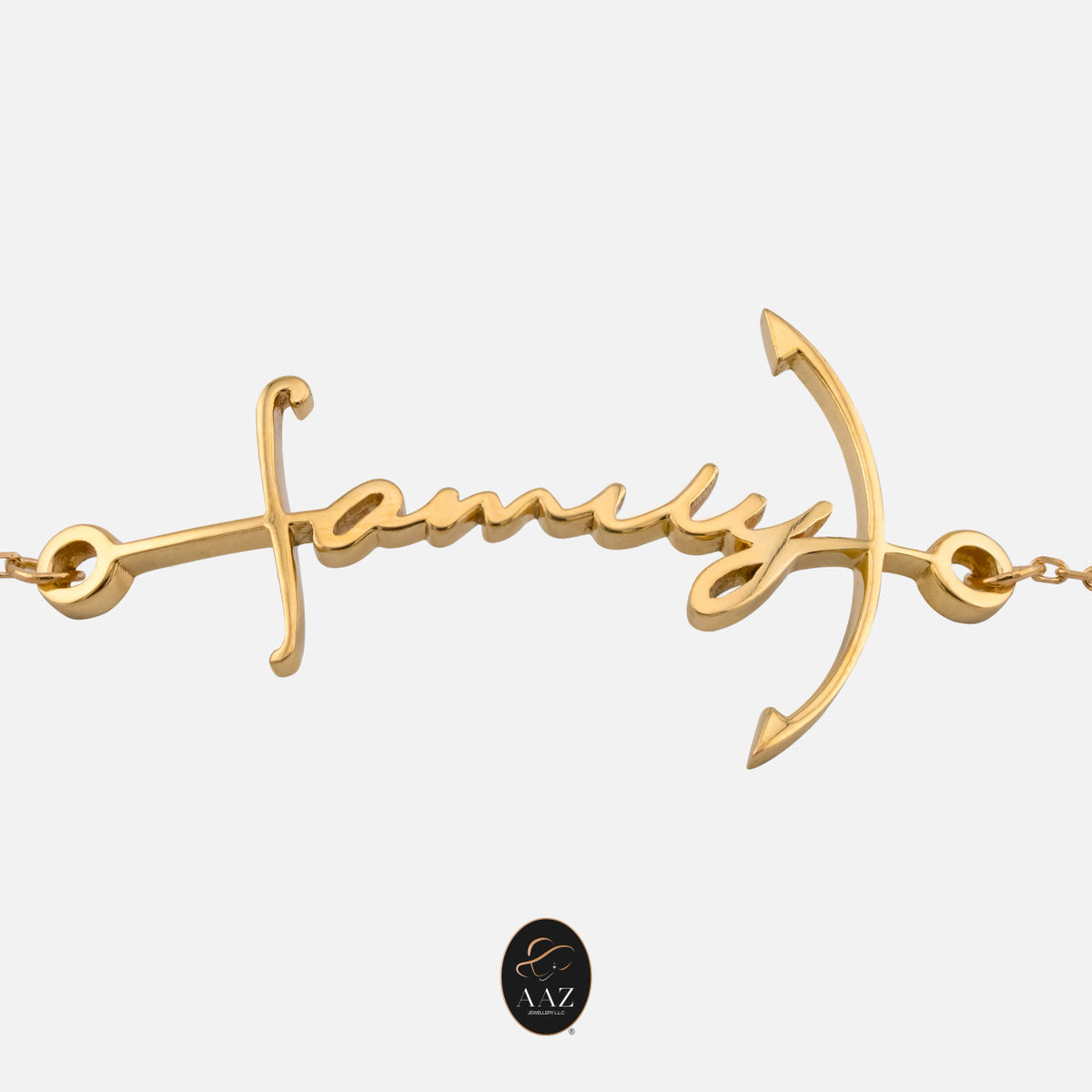 Anchor Custom Name 18K Gold Bracelet