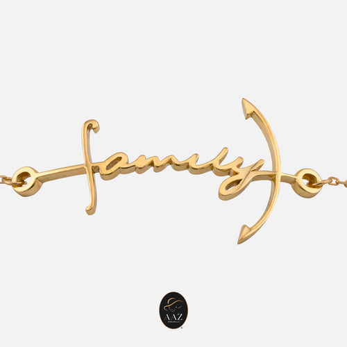 Anchor Custom Name 18K Gold Bracelet