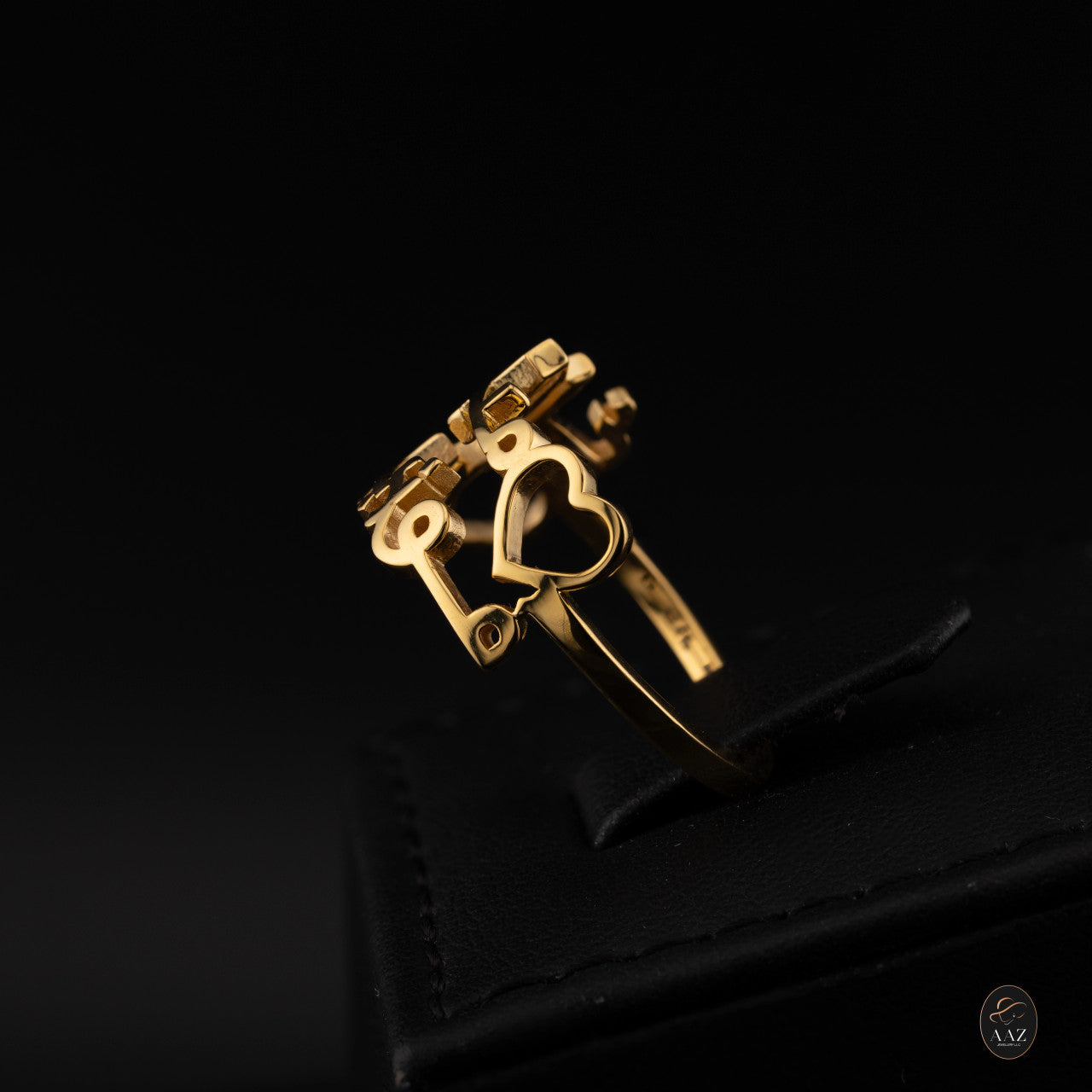 Hearts Custom Arabic Name 18K/22K Gold Ring