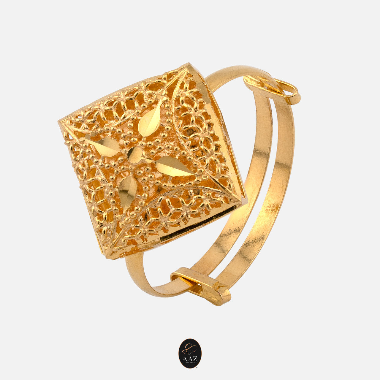 Ornate Square 21K Gold Ring