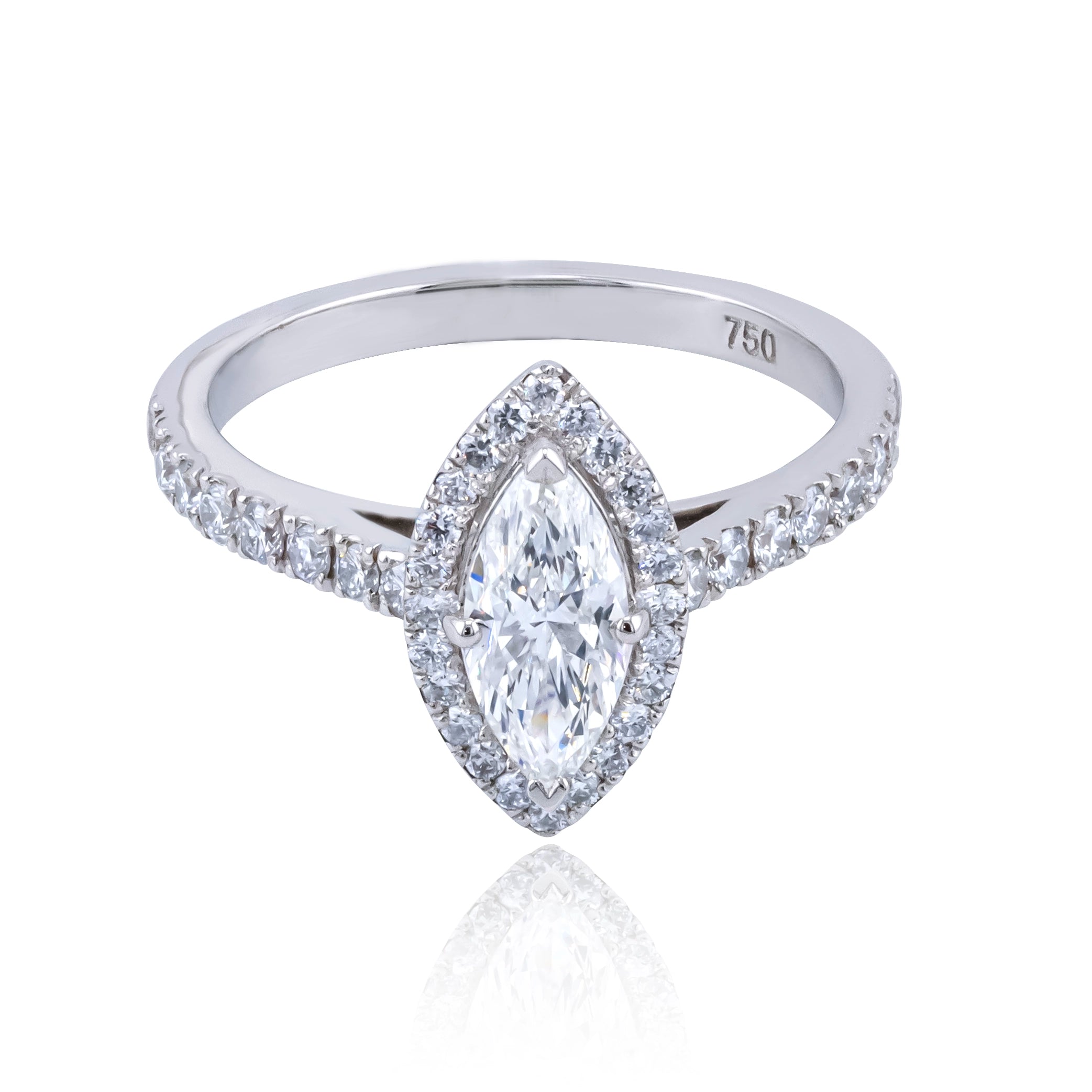 Halo Marquise Natural Diamond 18K Gold Ring – 1.17 Carat GIA Certified