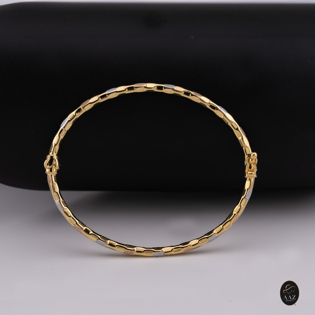 Tri Colour Oval 18K Gold Bangle