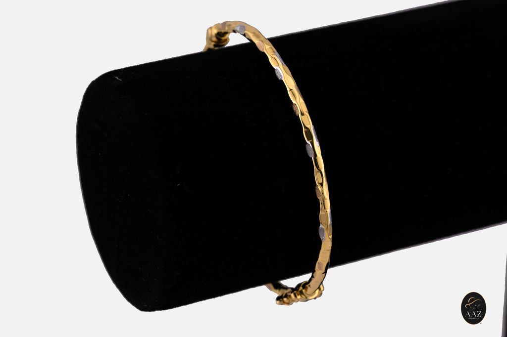 Tri Colour Oval 18K Gold Bangle
