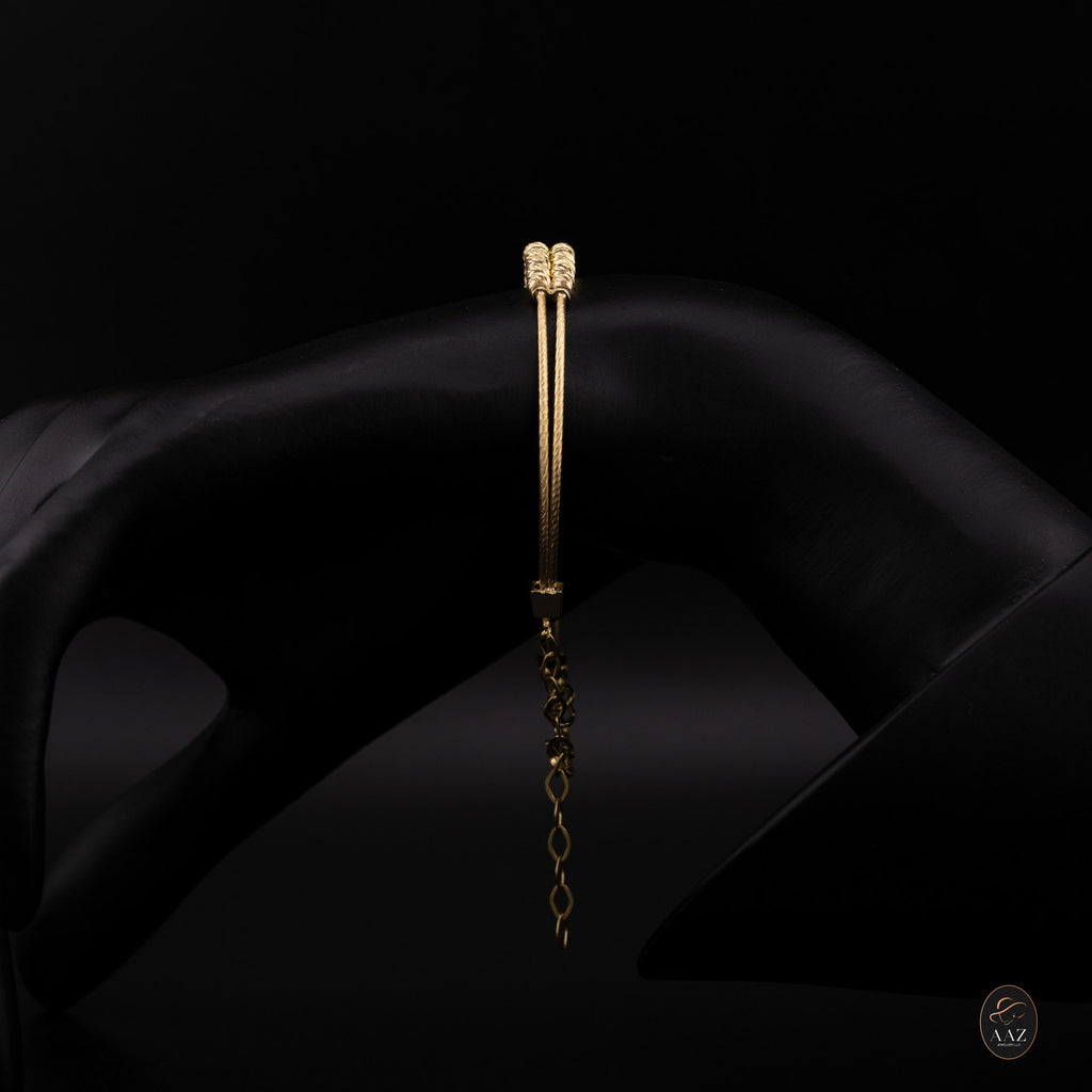 Dual Band 18k Gold Plated Silver Bangle from a side angle