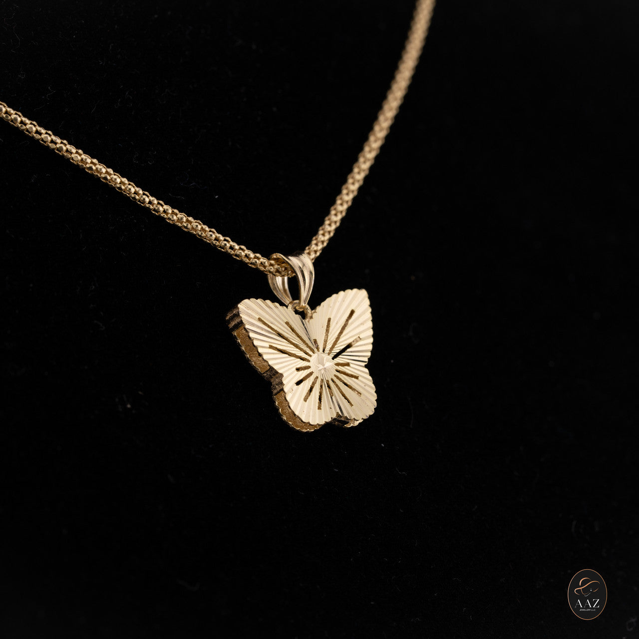 Butterfly 18k Gold Plated Silver Necklace from a left angle
