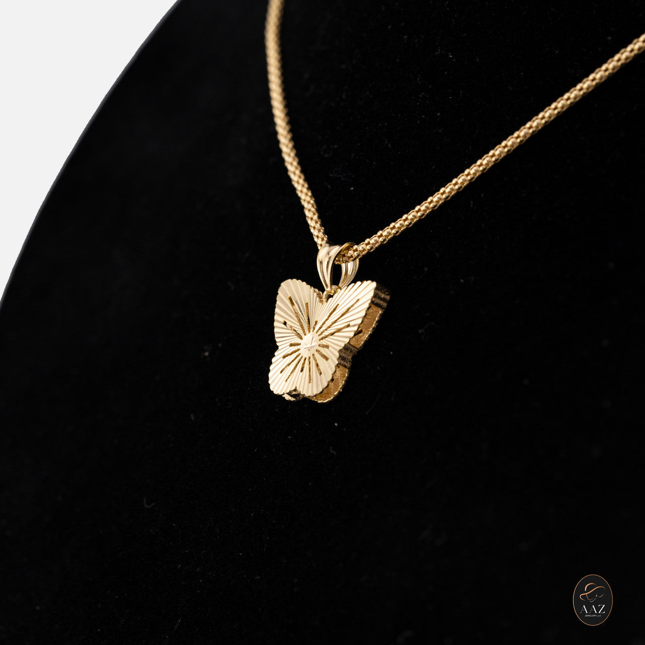 Butterfly 18k Gold Plated Silver Necklace from right angle