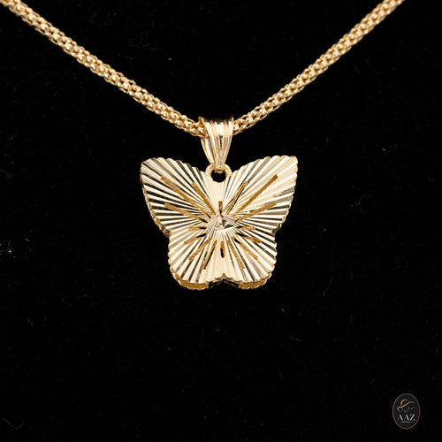 Butterfly 18k Gold Plated Silver Necklace on a model