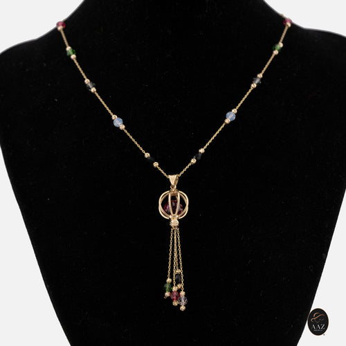 Caged Ball 18k Gold Plated Silver Necklace on a model