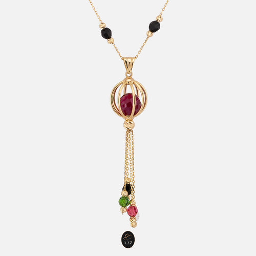 Caged Ball 18k Gold Plated Silver Necklace