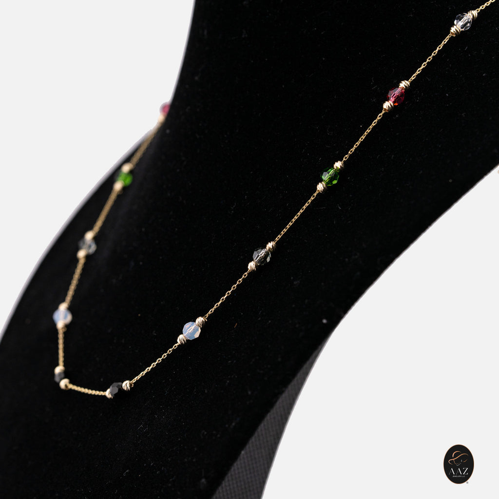 Colour Stones 18k Gold Plated Silver Chain from a right angle