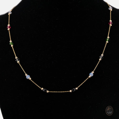 Colour Stones 18k Gold Plated Silver Chain on a model