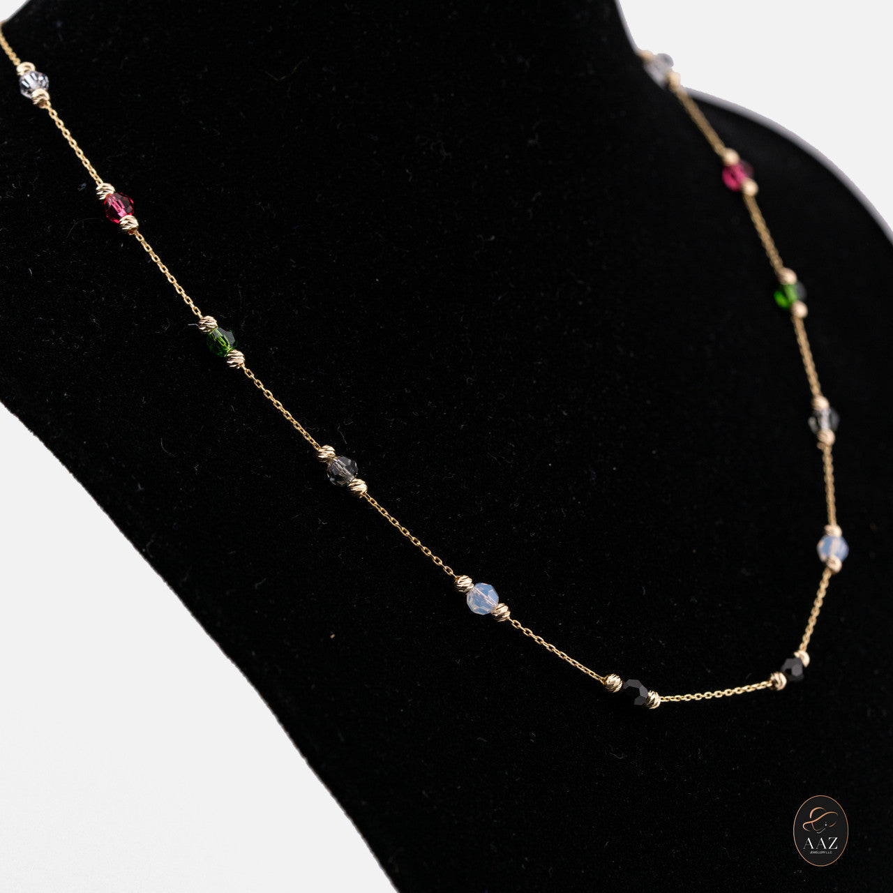 Colour Stones 18k Gold Plated Silver Chain left angle