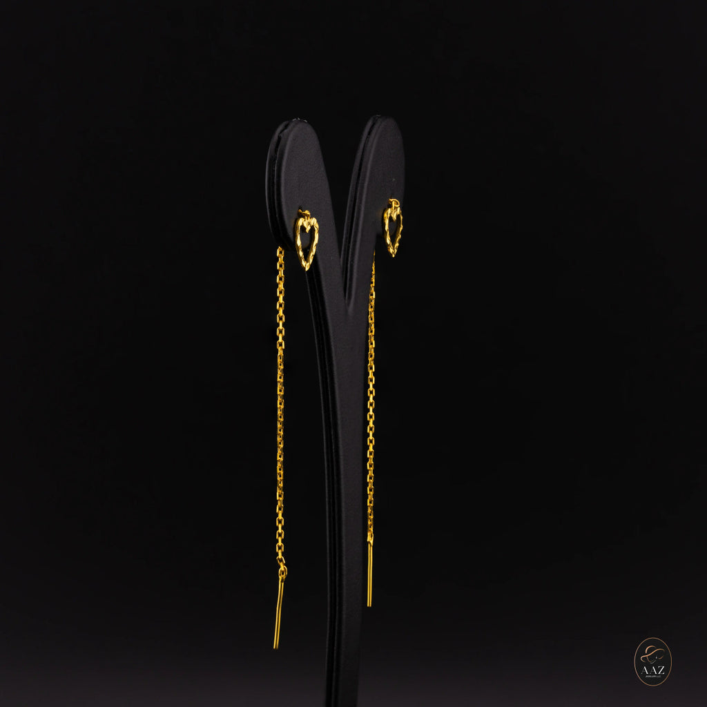 Open Hearts 22K Gold Threader Earrings right
