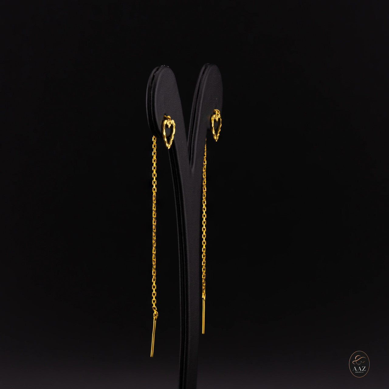 Open Hearts 22K Gold Threader Earrings right