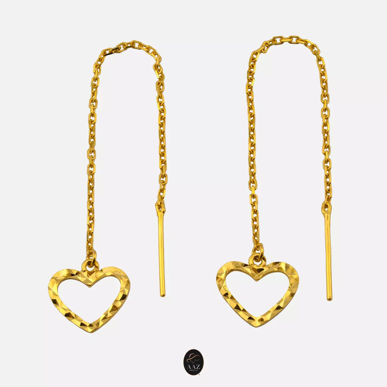 Open Hearts 22K Gold Threader Earrings