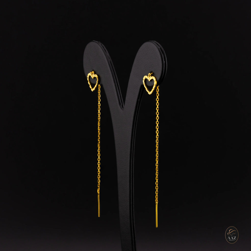 Open Hearts 22K Gold Threader Earrings left