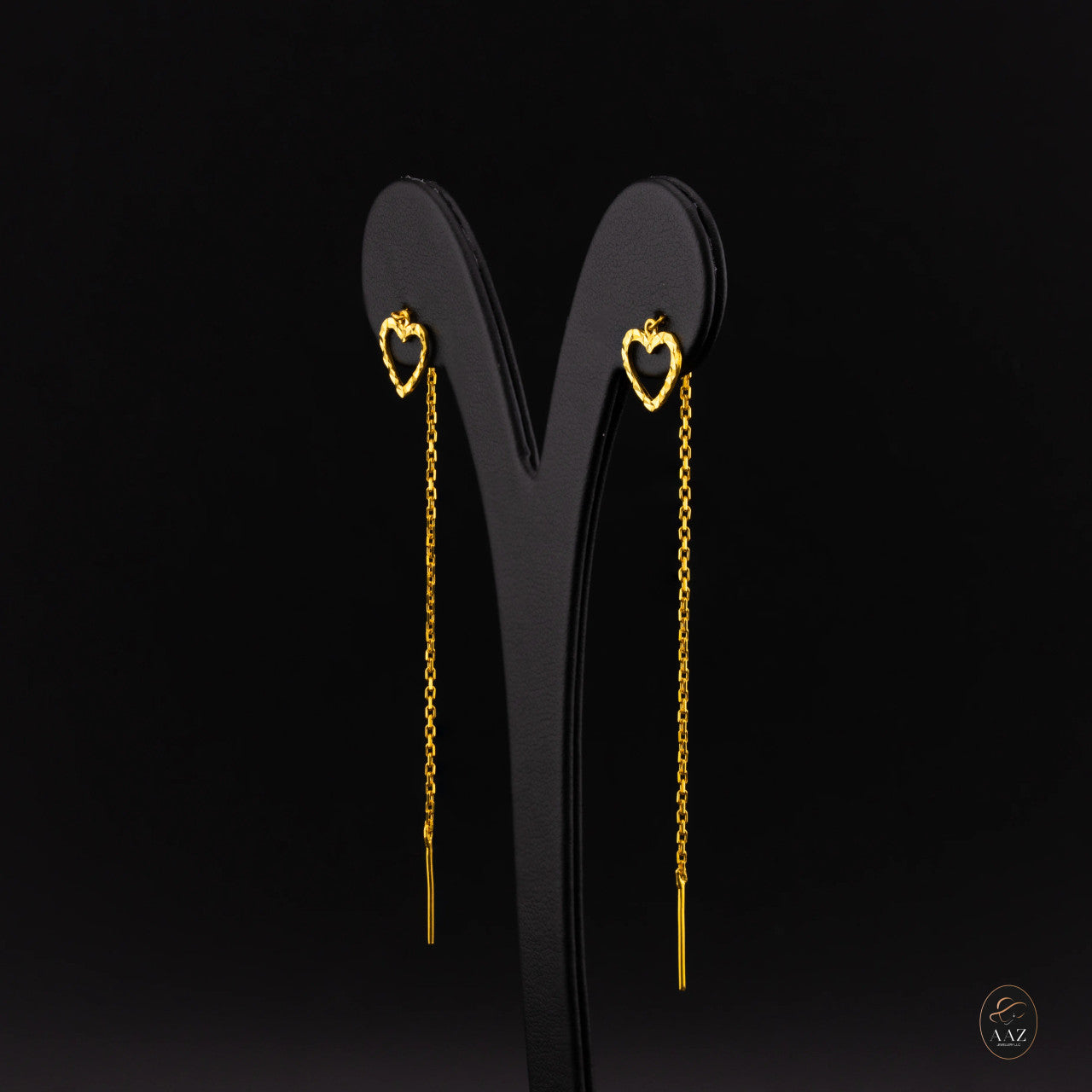 Open Hearts 22K Gold Threader Earrings left