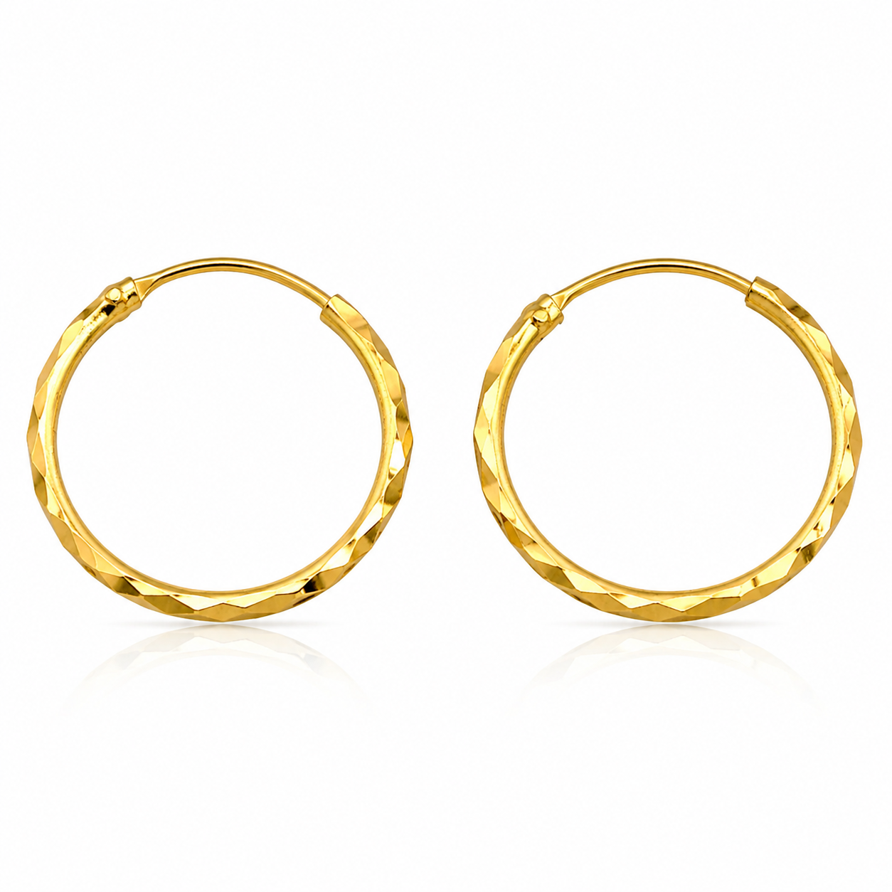 Facet 22K Gold Hoop Earrings – Multi-Texture Light Play
