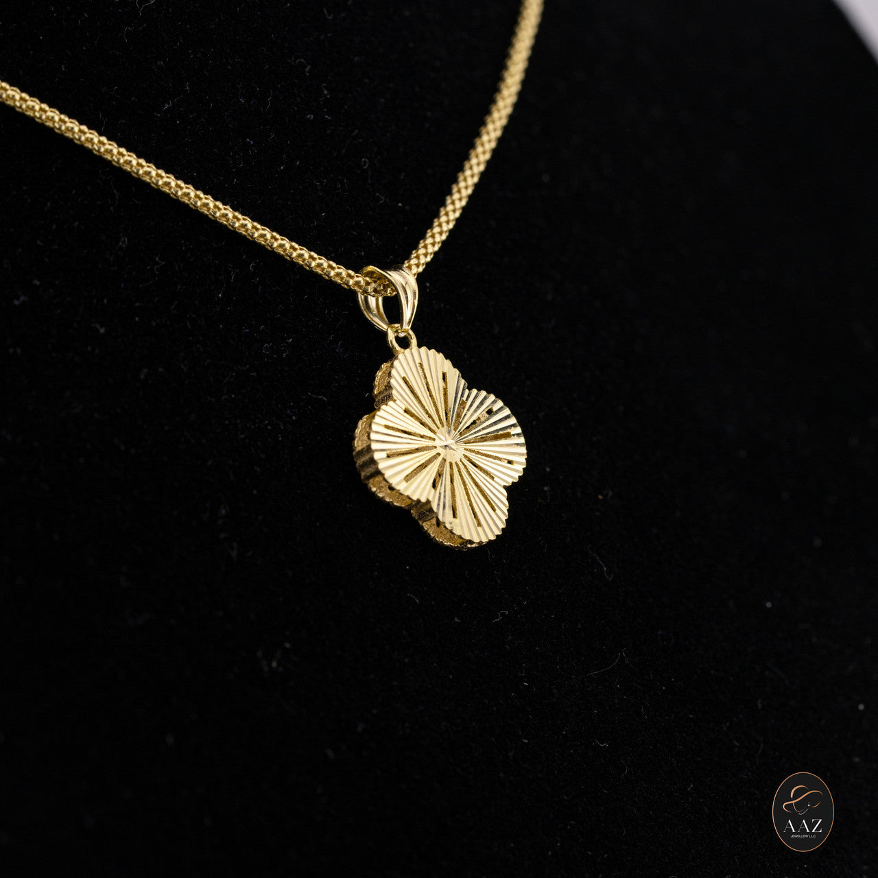 Clover 18k Gold Plated Silver Necklace from a left angle