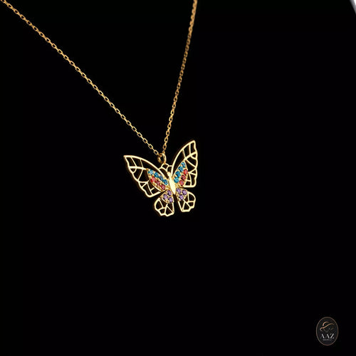 Colourful Butterfly 18K Gold Necklace right