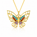 Colourful Butterfly 18K Gold Necklace