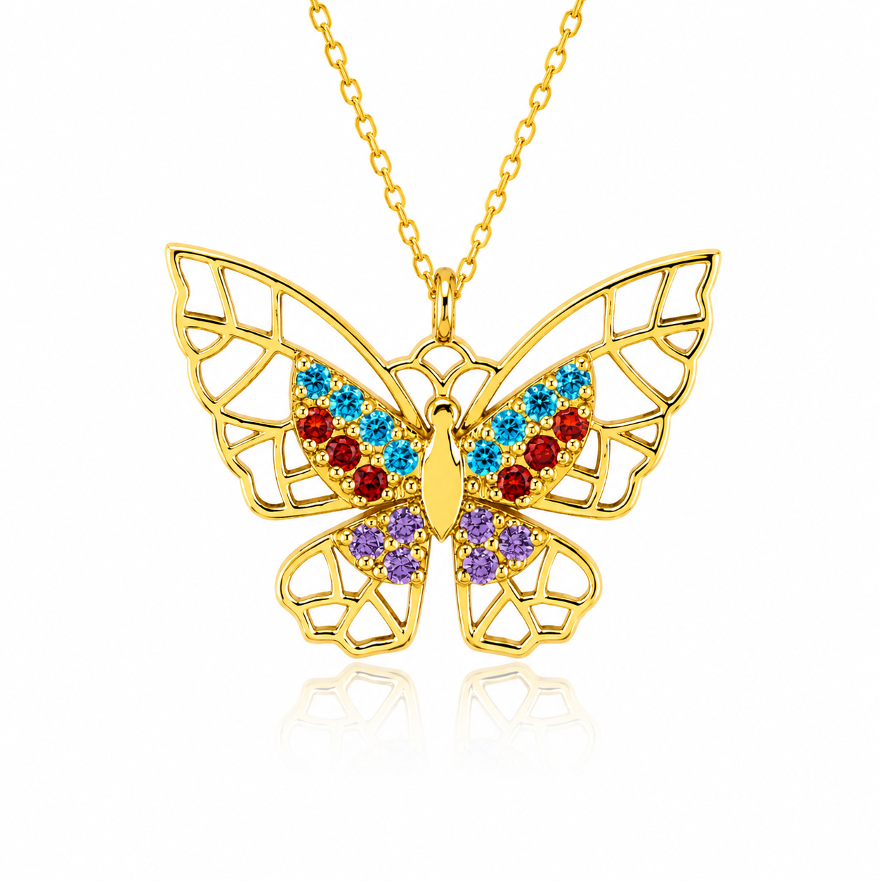 Colourful Butterfly 18K Gold Necklace