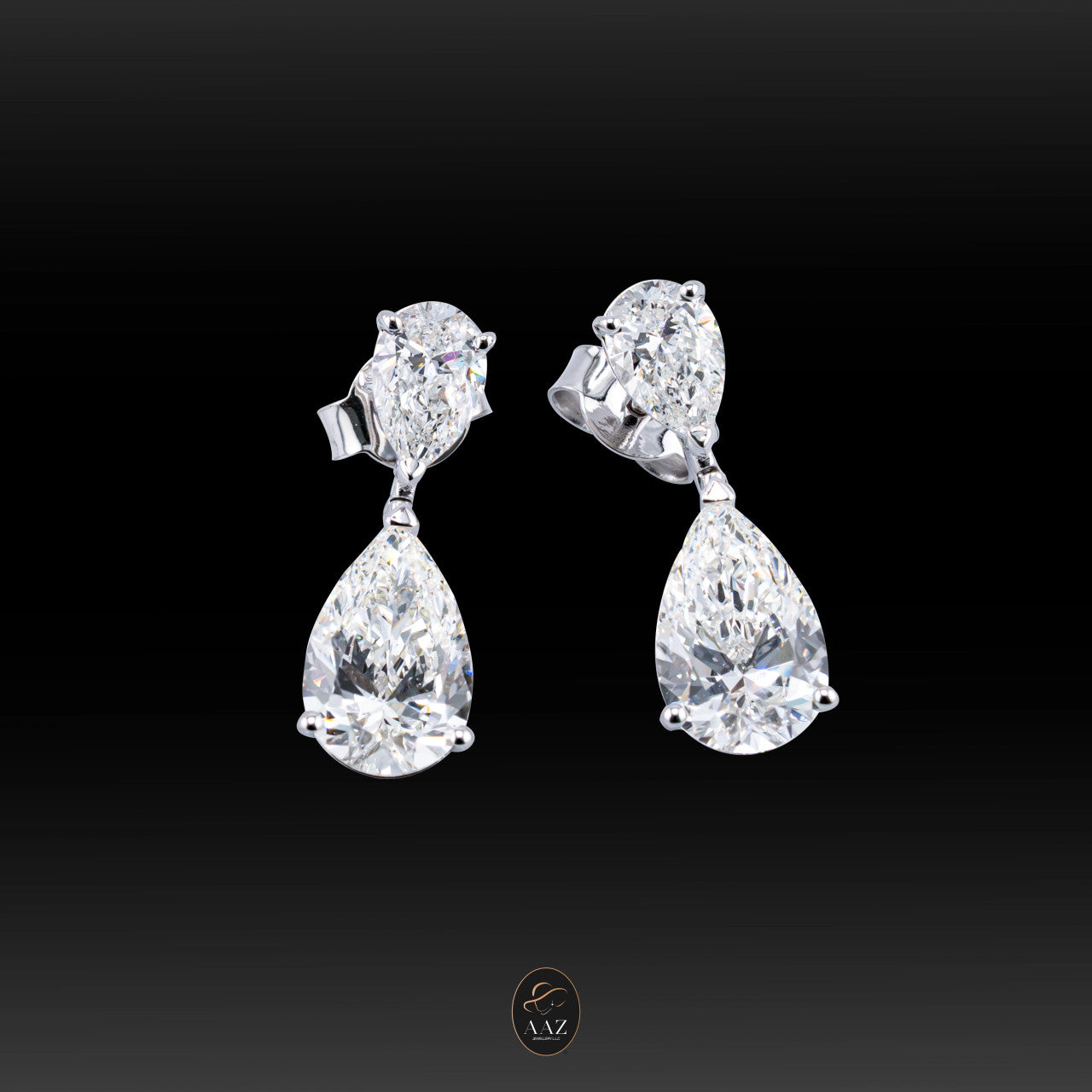 Pear Drop Natural Diamonds 18K Gold Earrings