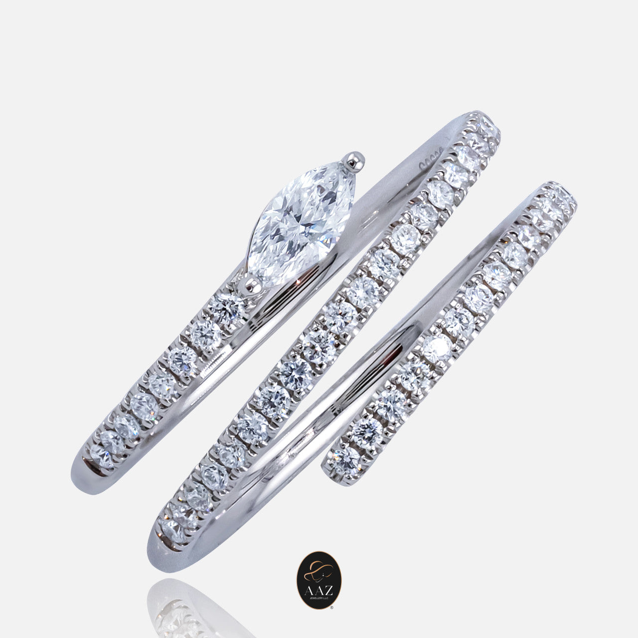 Marquise Natural Diamond 18K Gold Spiral Ring