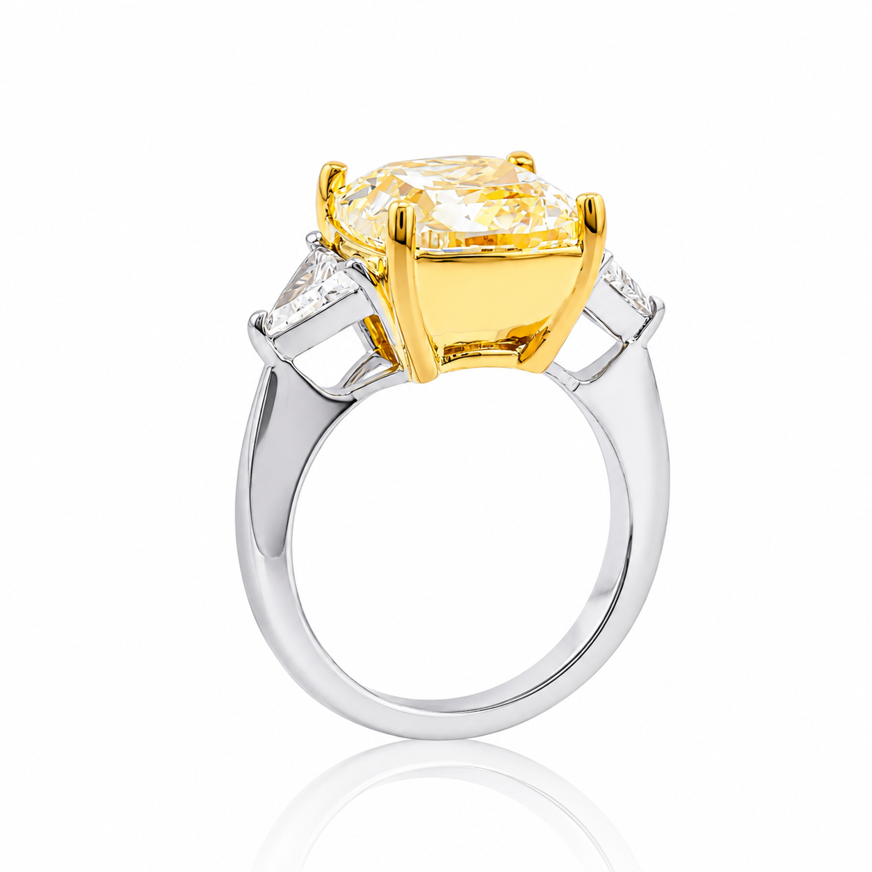 8 Carat Fancy Yellow Diamond 18K Gold Ring – Cushion Cut IGI Certified