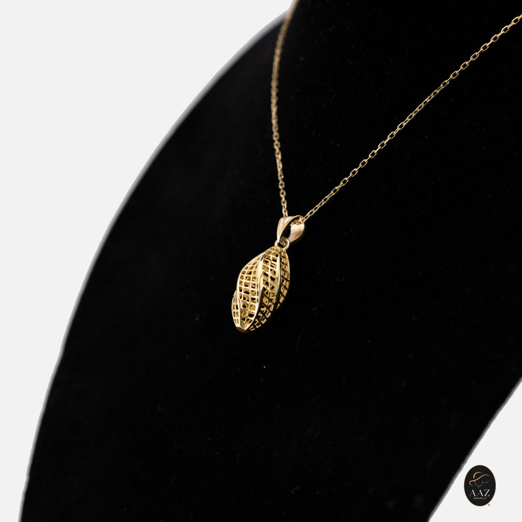 Oval 18k Gold Plated Silver Necklace from a right angle